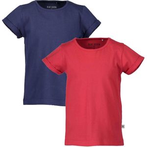 Blue Seven Basic Set (2stuks) Meisjes  Shirts Blauw en Rood - 702078 - Maat 98