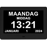 GEASY - Dementieklok - Groot Lettertype - 13,3 inch - 24 Alarmfuncties - Digitaal en Analoog