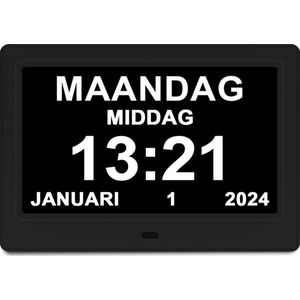 GEASY - Dementieklok - Groot Lettertype - 13,3 inch - 24 Alarmfuncties - Digitaal en Analoog