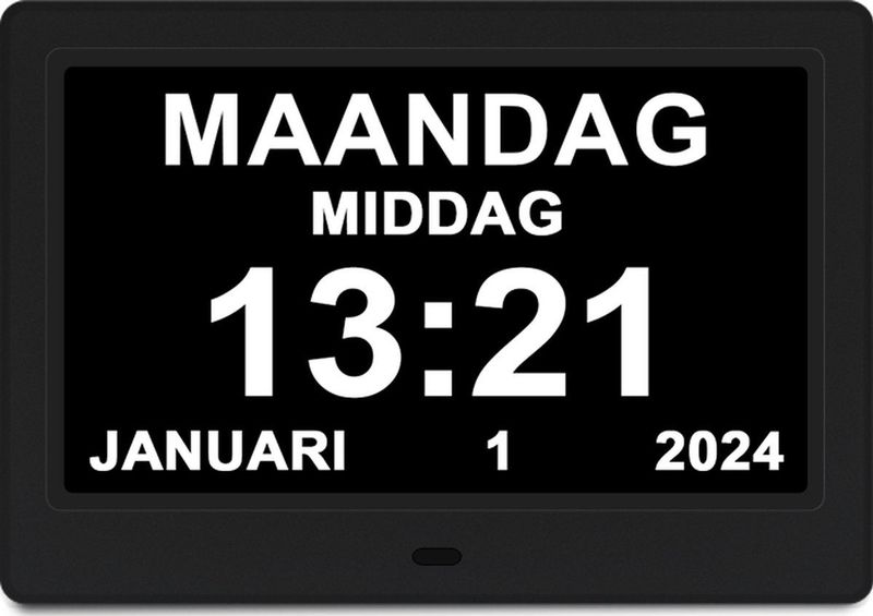 GEASY - Dementieklok - Groot Lettertype - 13,3 inch - 24 Alarmfuncties - Digitaal en Analoog