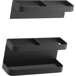 Verstelbare magnetische paraplustandaard voor wandmontage - koolstofstalen plaat decoratief - geen stansen voor hotel (zwart)