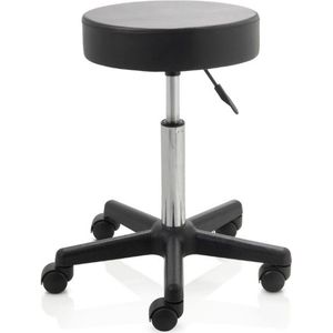ZenGrowth ergonomische tabouret met middelhoge gasveer zwart - Kapperskruk op zachte wielen - Tabouret - In hoogte verstelbaar