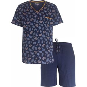 Paul Hopkins Heren Shortama - Pyjama Set - Paisley Print - Blauw - Maat S