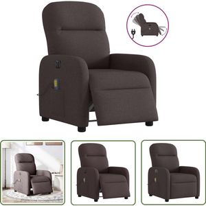 vidaXL Elektrische Massagestoel - Massagestoel - Massagestoel elektrisch verstelbaar stof donkerbruin - Massagefauteuil - Relaxstoel - Wellnessstoeltje