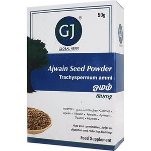GJ Global Herbs - Koningskomijnzaad Poeder - Ajwain - Spijsvertering Supplement - 3x 50 g