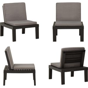 vidaXL Loungestoel met kussen kunststof grijs - Loungestoel - Loungestoelen - Tuinstoel - Tuinstoelen