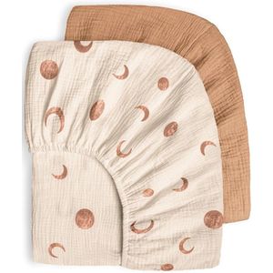 Getailleerd laken - 2 stuks - M - 71*135CM - Gekreukt kinderlaken - Volledige hoes voor kinderbedje - Ademend kinderlaken - Wieglaken - Zacht en ademend - Geschikt voor wiegjes, ledikantjes en ovale manden - Matrashoes