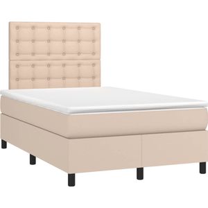 vidaXL - Boxspring - met - matras - kunstleer - cappuccinokleurig - 120x190 - cm