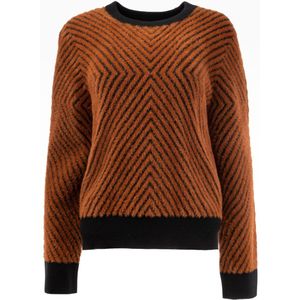 NED Trui Erith Ls Rmj Furry Print Knit 25w1 U386 05 635-900 Tortoise Shell-black Dames Maat - S