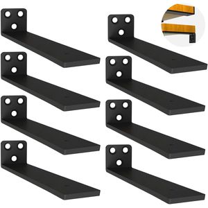 Zwevende Plankdragers - Wandmontage - 8 Stuks - Zwart - Metaal - 20cm