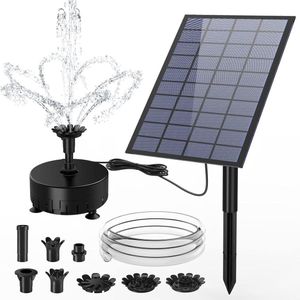 Fontein op zonne-energie 7 W met 15 m waterleiding en paal - Upgrade vijverpomp op zonne-energie - 17 effecten waterpomp - Fontein op zonne-energie voor tuinvijver vogelbad viscontainer