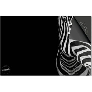 Inductie beschermer 65x52 - afdekplaat inductie mat - Dietrix Kookplaat beschermer - Exclusief - Dieren - Zebra op Zwart