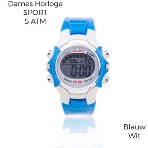 Xinke Sports - Horloge - 5 ATM - ca. 3 cm uurwerk - Blauw Wit - Meisjes Jongens - Jeugd Kinderen - Casual Sport