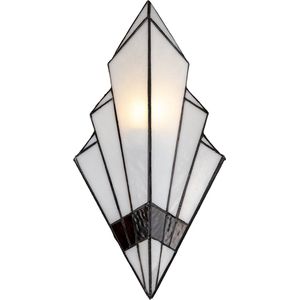 LumiLamp Wandlamp Tiffany 23x13x43 cm Wit Glas Muurlamp