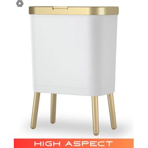 High Aspect® Prullenbak op pootjes - Wit & Goud 15L - Design - Afalbak - Afvalemmer / Prullenbakken / Afvalemmers
