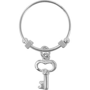 CO88 Collection Beloved 8CR 10001 52 Stalen Ring met Hanger - Sleutel - Maat 52 - Zilverkleurig