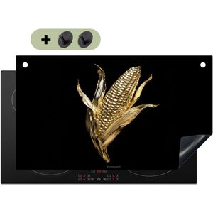 KitchenYeah® Inductie beschermer 95x55 cm - Mais - Eten - Goud - Zwart - Kookplaataccessoires - Afdekplaat voor kookplaat & Spatscherm achterwand - Inductiebeschermer - Inductiemat - Inductieplaat mat - Keuken decoratie