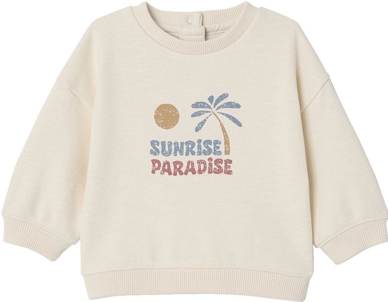 Babysweater - Ecru - Met Schattig Motief - Lange Mouwen - Drukknoopsluiting