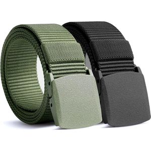 Verstelbare nylon outdoor stoffen werkriem - heren 150 cm - geen metalen gesp - geen gaten - zwart - werk en reizen .
