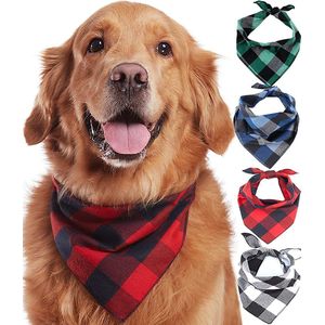 Honden Bandana - 4 Verschillende kleuren - 4 stuks in 1 verpakking -Hond halsband zakdoek - Honden slabber - Halsdoek voor dieren - Grote honden bandana - Honden halsband sjaal - Zwart Blauw Rood Groen -
