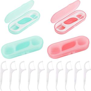 Draagbare Flosdispenser Reiskoffer Organizer - 4 Stuks Tandflossers en 40 Plectrums