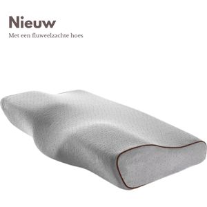 ErgoComfy® Velvet - Hoofdkussen - Ergonomisch - 60x35cm - Orthopedisch - Traagschuim - Nekklachten - Tegen Nek- en rugklachten