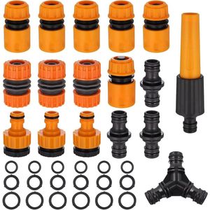 17-delige set universele tuinkraanverbinding 1/2 inch versterkt ABS-materiaal accessoires snelkoppeling lekvrij met schroefdraad