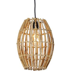 QAZQA capsulecanna - Landelijke Hanglamp - 1 lichts - Ø 26 cm - Naturel - Woonkamer | Slaapkamer | Keuken