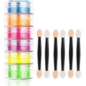 DW4Trading Glow in The Dark Oogschaduw Poeder - Neon Effect - 6 Kleuren - 6 Brushes