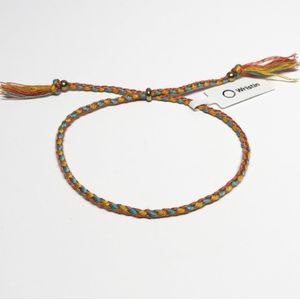 Wristin - Tibetaanse armband gevlochten oranje/geel/blauw