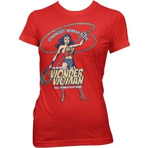 DC Comics Wonder Woman Dames Tshirt -L- Strongest Woman Alive Rood