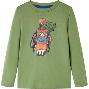 vidaXL - Kindershirt - met - lange - mouwen - 104 - lichtkakikleurig