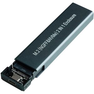Aluminium M.2 NVMe & SATA SSD Behuizing - 2-in-1 Externe Hard Drive Enclosure - USB-C 10Gbps - Tot 4TB - Inclusief Kabel en Schroevendraaier - donkergrijs