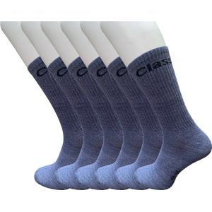Classinn Crew inn plain geribbelde sokken katoen 12 Paar denim blauw Maat 39-42 met logo