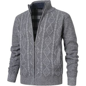 Gebreid Vest voor Heren met Opstaande Kraag en Vlechtpatroon