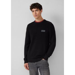 s.Oliver - Gebreide Trui - Zwart - Regular Fit - Met Logo-badge