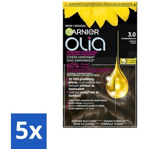 Garnier - Olia 3 - Haarkleuring - Donkerbruin - Zonder Ammoniak - Intense Langhoudende Kleur - 100% Grijsdekking - Bulkverpakking - 5 stuks
