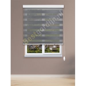 Op maat Verduisteren Duo rolgordijn donkergrijs 120x240