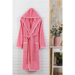 Badjas met Capuchon - Zachte Badjas - Katoenen Badjas - 2 Zakken en Riem - Roze - Maat XL
