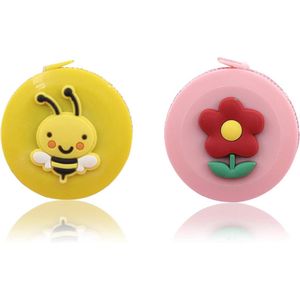 2 Stuks Intrekbaar Meetlint Bloemen en Bijen - 150 cm Lichaamsmaat en Naaimeetlint