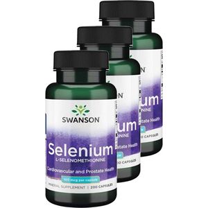 Swanson | Selenium 100mcg | 200 Capsules | 3 stuks | 3 x 200 capsules
