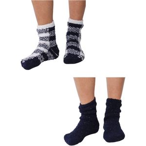 BLACK FRIDAY Rebelle - Huissokken - 2 paar - Blauw / Geruit - One Size