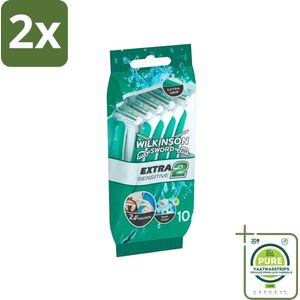 Wilkinson - Wegwerpscheermesjes Extra II Sensitive - Voor Dagelijks Gebruik - 5 scheermesjes - Voordeelverpakking - 2 stuks - Wegwerpscheermes - Gevoelige huid