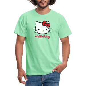 Hello Kitty Klassiek Portret Met Hello Kitty Tekst T-Shirt Heren