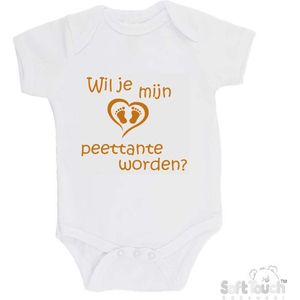 100% katoenen Romper ""Wil je mijn peettante worden?"" Unisex Katoen Wit/tan Maat 62/68