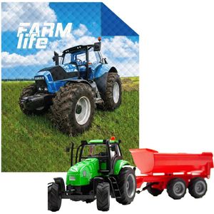 Tractor Traktor Bedsprei 170x210 - 100% polyester - inclusief speelset tractor met dumper