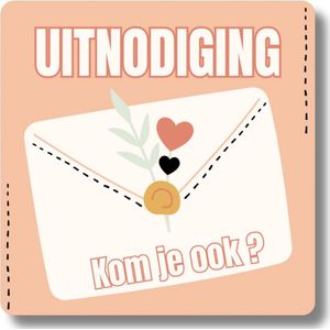 Uitnodiging Sluitstickers - Feest Verjaardag Huwelijk - Enveloppe - Vierkant - 4 cm - 20 stuks