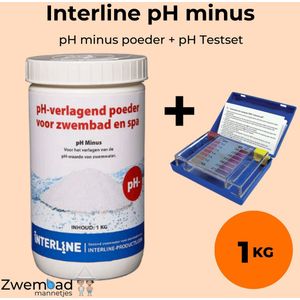Interline pH minus 1kg - Inclusief chloor en pH Testset- pH minus voor zwembad - Verlagen pH waarde - Inclusief gratis doseerschema