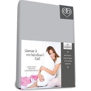 Bed-Fashion - Dubbel Jersey - Topper Hoeslaken - 90 x 210 cm - Zilver Grijs