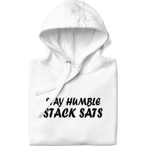 Bitcoin Hoodie - Stay Humble Stack Sats - Premium - Unisex - Kleur Wit- Maat S | Bitcoin cadeau| Bitcoin Trui| Bitcoin Hoodie| Bitcoin Merch| Bitcoin Kleding| Crypto Kleding